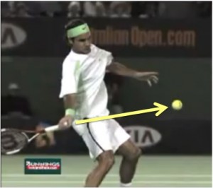 Il tappo della racchetta va verso la palla!